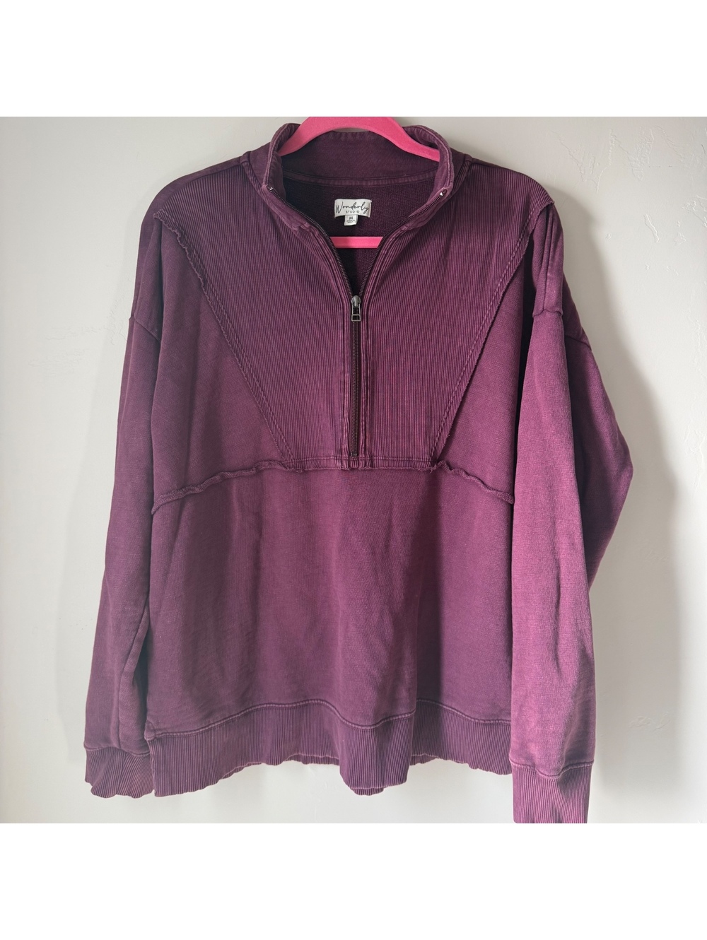 Wonderly Studio Vintage-Wash Quarter-Zip Pullover | Medium